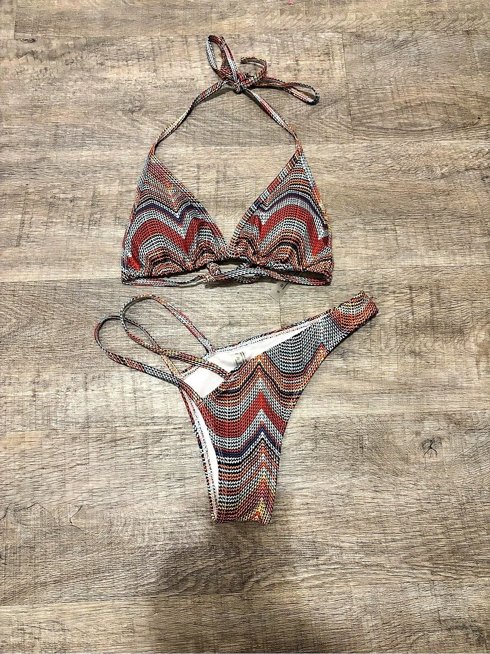 Geometric Bikini Set in Red & Blue Like New